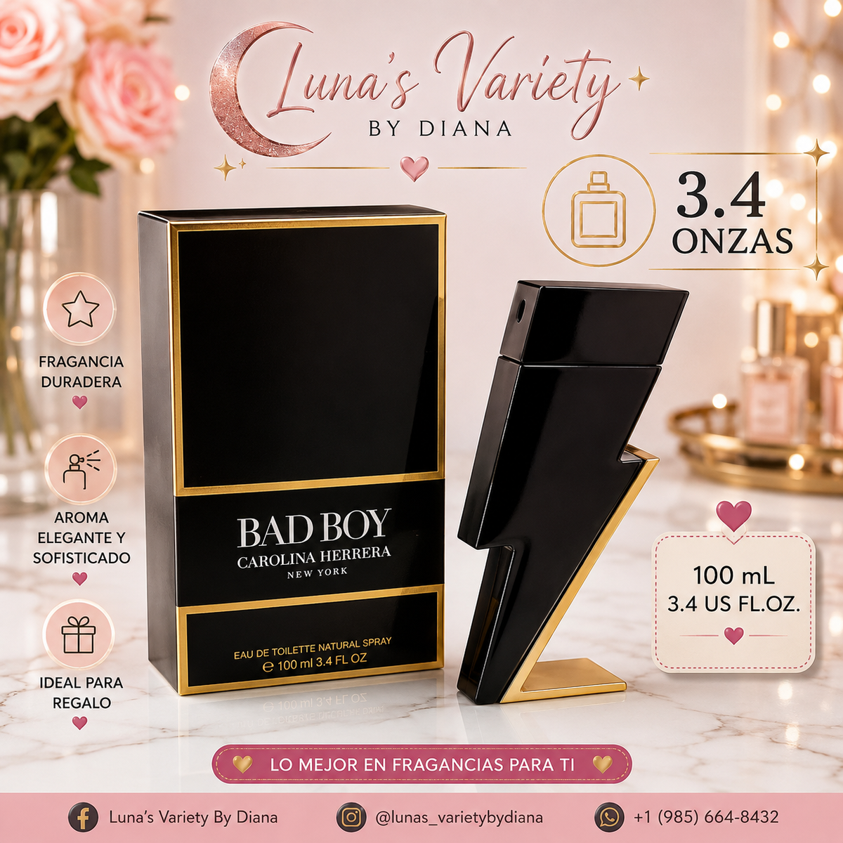 Carolina Herrera Bad Boy Eau de Toilette – 3.4 oz / 100 mL