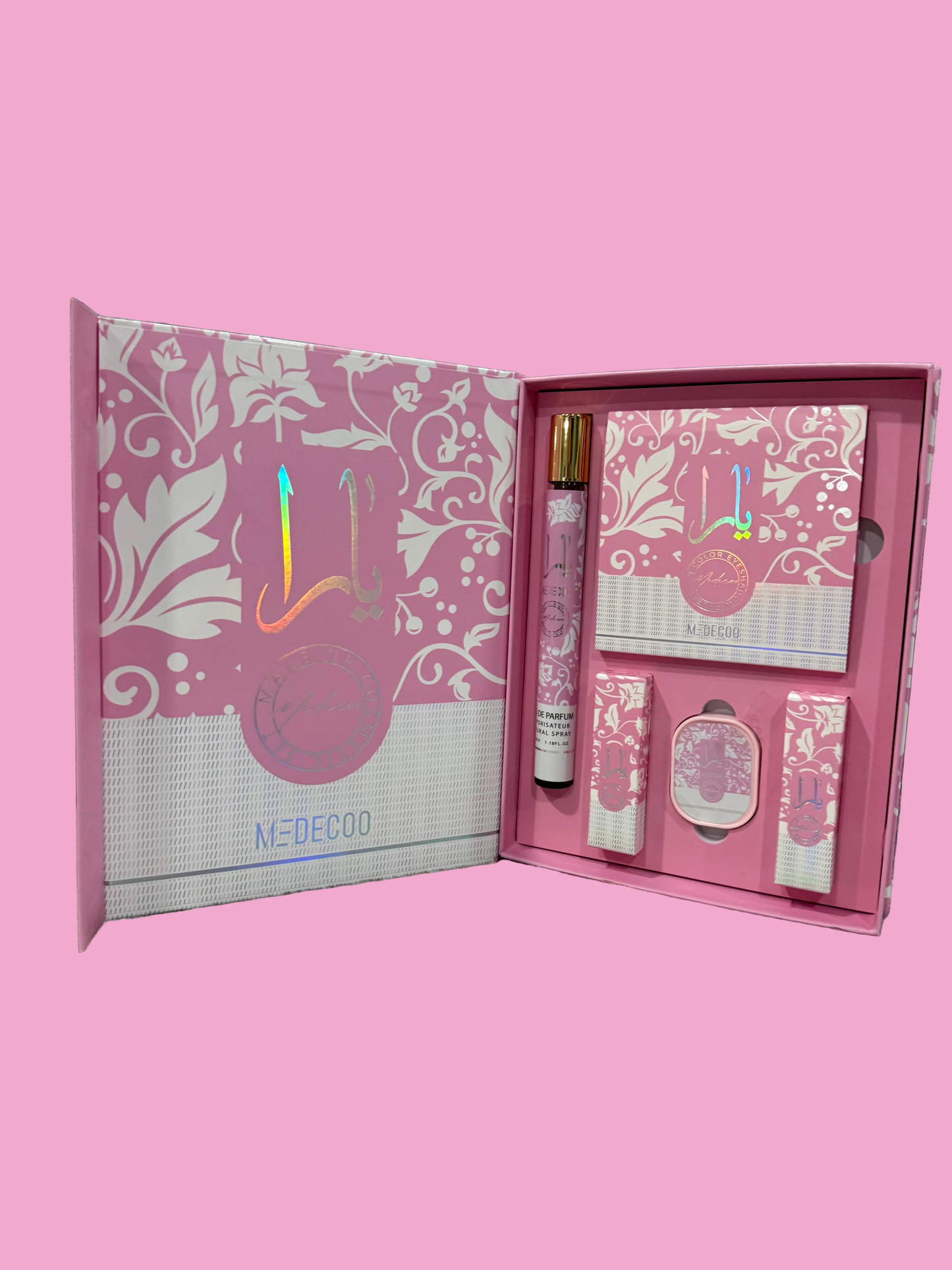Set 2 Lip Glos, bálsamo, Perfume & Paleta pequeña