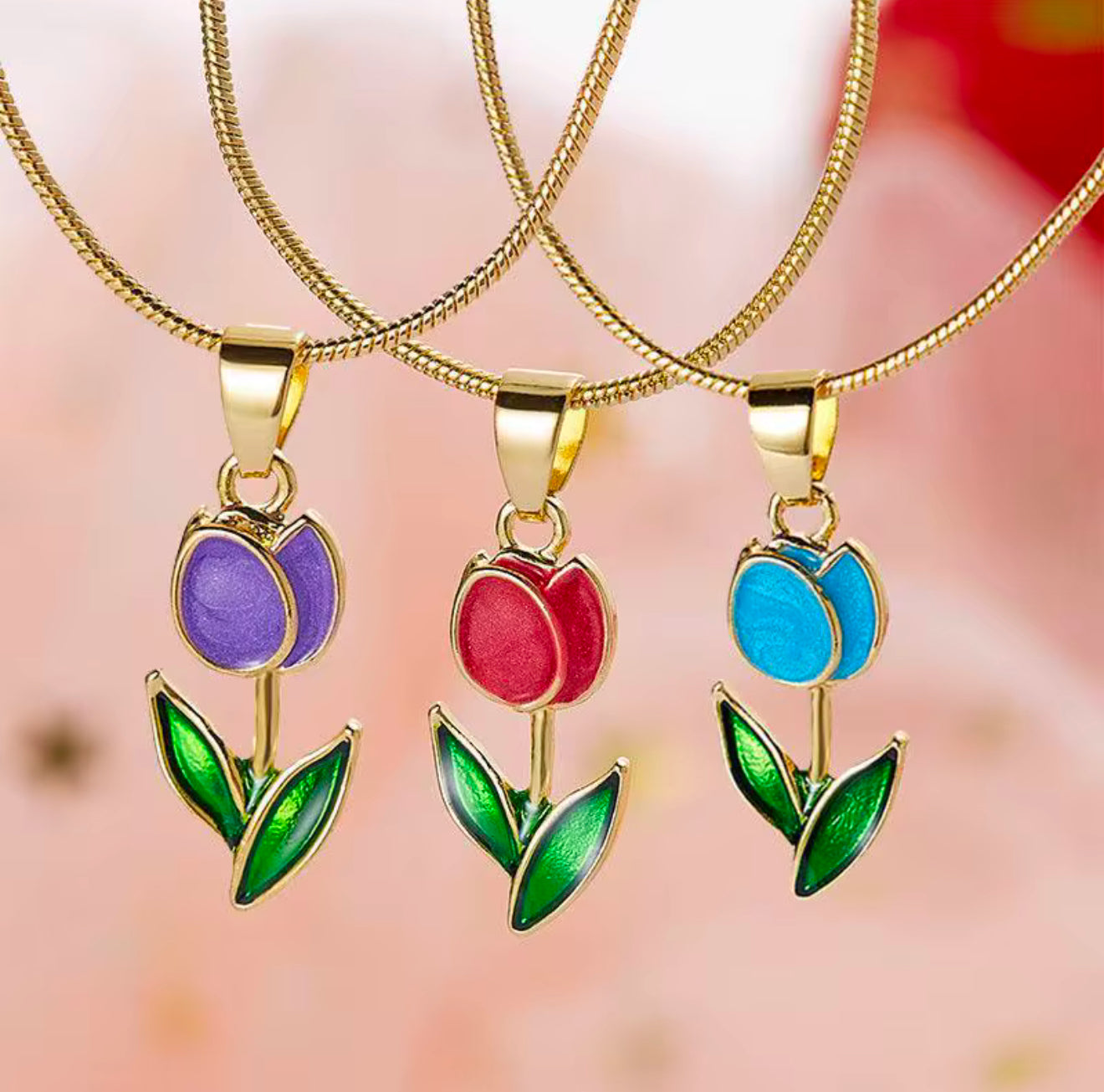 12 Tulip pendant necklaces