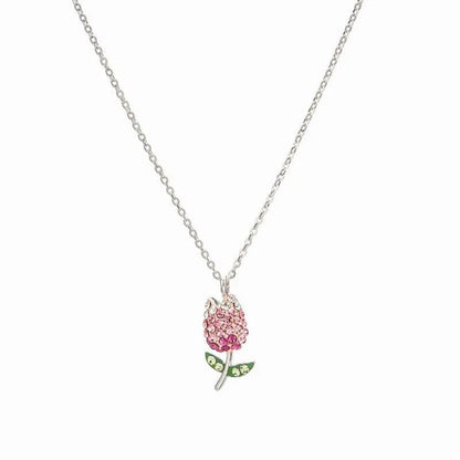 2 Tulip Pendant Necklaces in S925 Silver