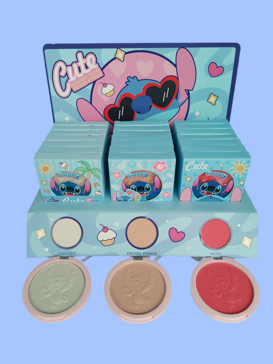 Highlighter, blush and powder