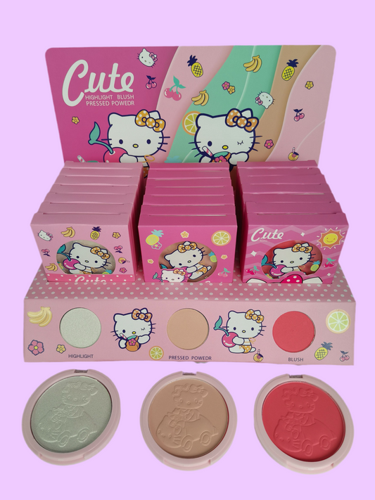 Highlighter, blush and powder.