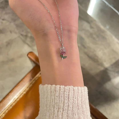 2 Tulip Pendant Necklaces in S925 Silver