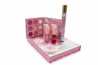 Set 2 Lip Glos, bálsamo, Perfume & Paleta pequeña