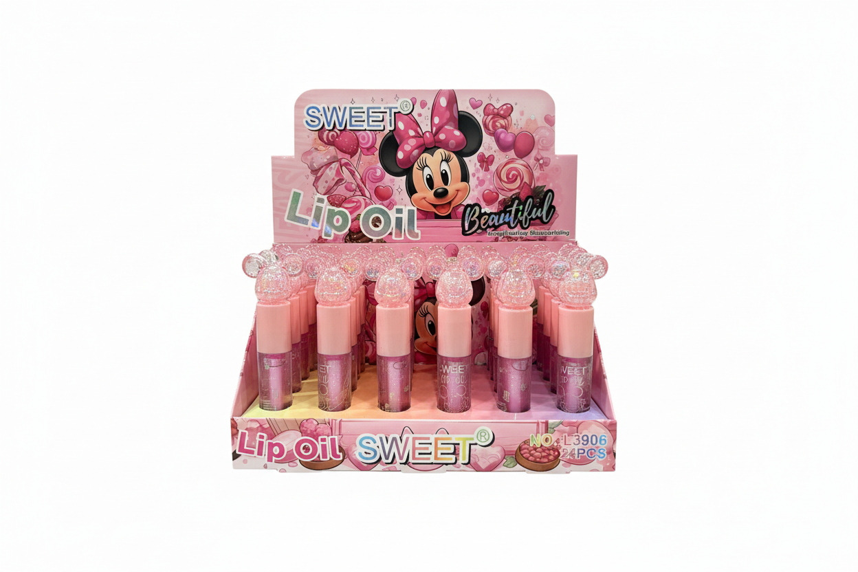 Minnie Mouse lip oil products with background removed