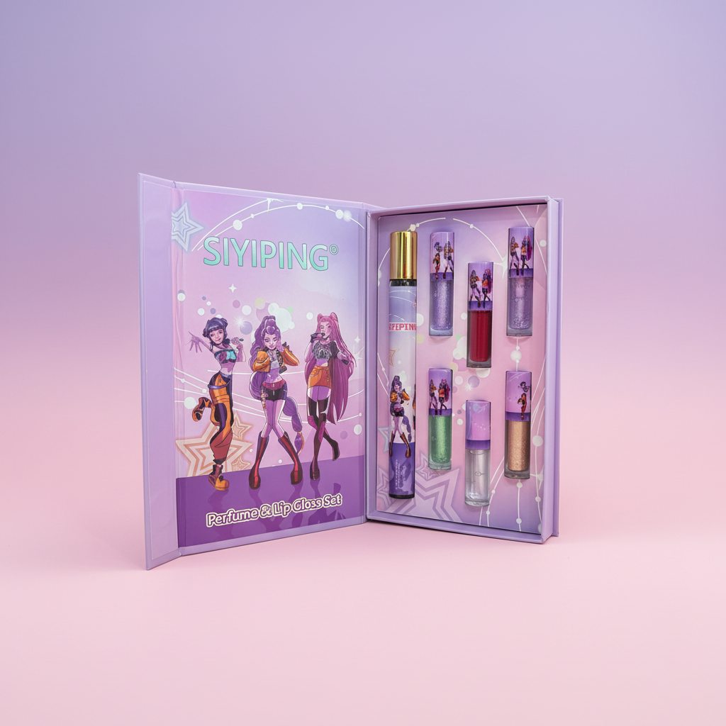 SIYIPING Perfume & Lip Gloss Set con fondo degradado