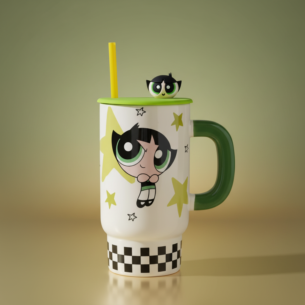Vaso Térmico Cactus con Fondo Verde y Dorado