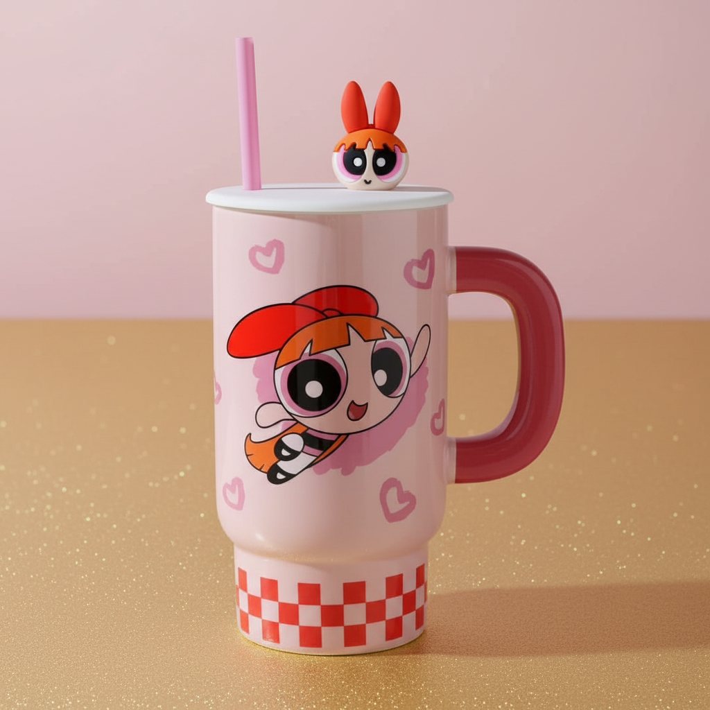 Vaso Térmico con Fondo Rosa y Dorado